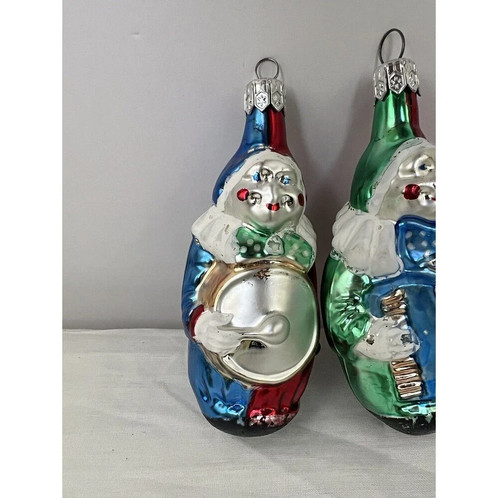 3 Vintage Clown Christmas Tree Ornaments Germany‎ Musical Instruments